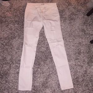 White denim jeans mid rise super stretchy